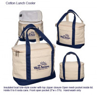Cotton Tote Lunch Cooler - Beach/Picnic/Camp, Food/Beverage