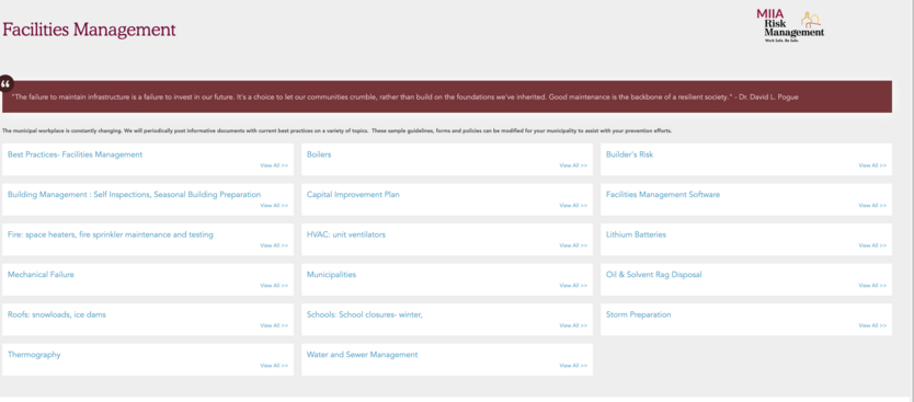 facilities management web page